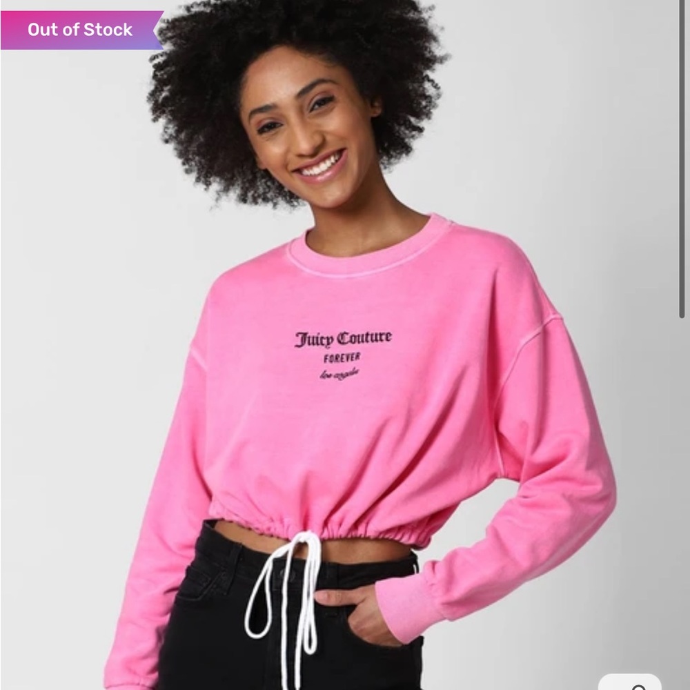 Forever 21 x Juicy Couture Size Medium‎ Cropped Tie Waist Crewneck Sweatshirt